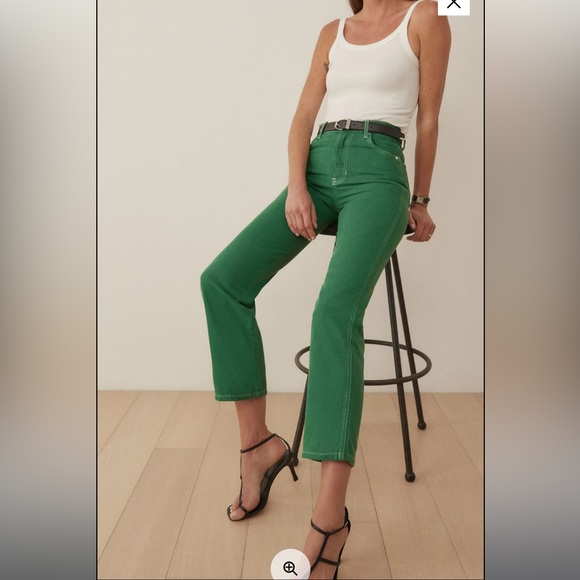 Reformation - Grass - Cowboy High Rise Straight Leg Jeans - sz 27 - Picture 2 of 6